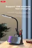XO-WX032 15W 3in1 Organizerli Masa Lambalı Kablosuz Temassız Hızlı Şarj Cihazı - 4
