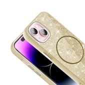 iPhone 15 Kılıf Magsafe Şarj Özellikli Parlayan Simli Okso Kılıf thumbnail 8