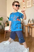Erkek Çocuk Parmak ve Ayıcık Baskılı Lacivert T-Shirt Şortlu Takım thumbnail 2