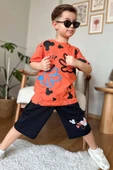 Erkek Çocuk Parmak ve Ayıcık Baskılı Turuncu T-Shirt Şortlu Takım thumbnail 2