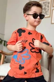 Erkek Çocuk Parmak ve Ayıcık Baskılı Turuncu T-Shirt Şortlu Takım thumbnail 3