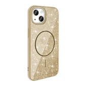 iPhone 14 Kılıf Magsafe Şarj Özellikli Parlayan Simli Okso Kılıf thumbnail 11