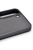 Samsung Galaxy S22 Uyumlu Deri Görünümlü Sert Kapak Kılıf Gri thumbnail 4