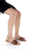MİA028-3012 Hakiki Deri Kadın Günlük Ortopedik BRONZ Tatil Sandalet thumbnail 2