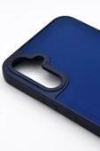 Samsung Galaxy A54 Uyumlu Deri Görünümlü Sert Kapak Kılıf Lacivert - 3