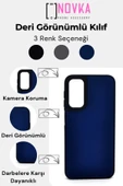 Samsung Galaxy A14 Uyumlu Deri Görünümlü Sert Kapak Kılıf Gri - 7