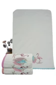 3 Lü Renkli Kuğu Nakışlı Su Taşı Kenar İşlemeli Havlu Seti 50X90 Cm - 2