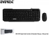 Everest KM-515 Siyah Usb Combo Q Standart Klavye + Mouse Set - 1