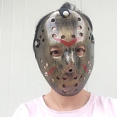 Bakır Renk Kırmızı Çizgili Tam Yüz Hokey Jason Maskesi Hannibal Maskesi - 4