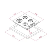 TEKA GBE 64002 WH BEYAZ 4 GÖZLÜ 60 CM. ANKASTRE CAM OCAK - 3