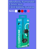 Mikrofonlu Kumandalı 3,5mm Jack, 1,2mt Kablolu Kulaklık - 1