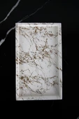 Mermer Desenli Beton Sunum Tabağı Dekoratif Sunumluk Sunum Tepsisi 15x25 Cm - 2