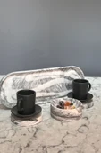 4 Parça Mermer Desenli Beton Kahve Sunum Seti - 3