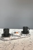 4 Parça Mermer Desenli Beton Kahve Sunum Seti - 1
