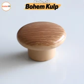 Bohem Düğme Kulp Açık Ceviz Renk Mobilya Mutfak Dolap Dolabı Çekmece Kulpu Kulbu Plastik Tek Vida thumbnail 1