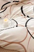 Upstyle Kolay Ütülenir Nevresim Takımı Çift Kişilik Line Rondom Krem - 2