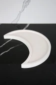 Mermer Desenli Beton Sunum Tepsisi Hilal Şeklinde Servis Sunum Tabağı Sunumluk - 2