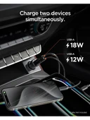 Spigen 30W USB-A 2 Port Araç içi Hızlı Şarj Aleti 18W + 12W Akım Korumalı Güç Adaptörü iPhone & Android & iPad Type-C PD EV302 - ACP08700 - 4
