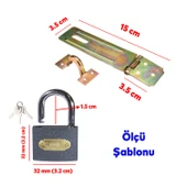 Sandık Kutu Askısı 35 Luk Menteşeli Kilit Aparatı Kilit 32 mm Asma Kilit 2'li Set - 2
