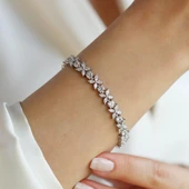 Çiçek Zirkon Taşlı Su Yolu Gümüş Bileklik thumbnail 1