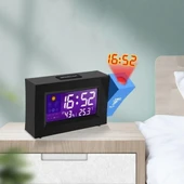 TechTic Projeksiyonlu Masa Saati Derece Nem Tarih Göstergeli Çalar Saat Alarm Duvara Yansıtmalı Saat - 11