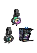 RGB Işıkı Mikrofonlu Süer Basslı Kulak Üstü Oyuncu Kulaklığı V8-RGB - 1