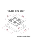 TEKA GBE 64002 ST GRİ 4 GÖZLÜ 60 CM. ANKASTRE CAM OCAK - 2
