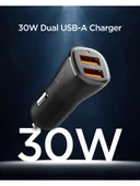 Spigen 30W USB-A 2 Port Araç içi Hızlı Şarj Aleti 18W + 12W Akım Korumalı Güç Adaptörü iPhone & Android & iPad Type-C PD EV302 - ACP08700 - 3