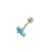 Turkuaz Taşlı Mini Gold Gümüş Tragus thumbnail 2