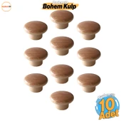 Bohem Düğme Kulp Açık Ceviz Renk 10 ADET Mobilya Mutfak Dolap Dolabı Çekmece Kulpu Kulbu Plastik thumbnail 1