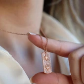 Kutup Yıldızı Rose Gold Asansörlü Gümüş Kolye thumbnail 4