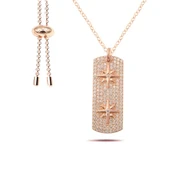 Kutup Yıldızı Rose Gold Asansörlü Gümüş Kolye thumbnail 5