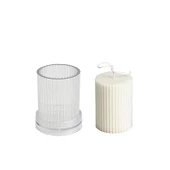 Poli Karbon Sert Plastik  Mum Kalıbı Dik Çizgili 8,5X6,5 CM - 1