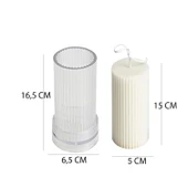 Poli Karbon Sert Plastik  Mum Kalıbı Dik Çizgili 16,4X6,5 CM - 2