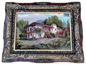 Denizli Konağı Adlı İran Tebriz Halı Tablo 95x74cm - Duvar Halı Kilim Tablo - 1