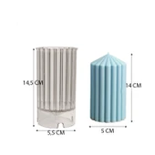 Poli Karbon Sert Plastik  Mum Kalıbı Dik Çizgili Kule Şekilli 14,5X5,5  CM - 5