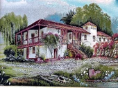 Denizli Konağı Adlı İran Tebriz Halı Tablo 95x74cm - Duvar Halı Kilim Tablo - 3