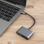 4 İN 1 USB-C / TYPE-C 3.1 - RJ45, PD VE USB X 2 ETHERNET ADAPTÖR KABLOSU thumbnail 5