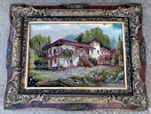 Denizli Konağı Adlı İran Tebriz Halı Tablo 95x74cm - Duvar Halı Kilim Tablo - 2