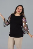 Büyük Beden Kol Tül Bluz - 4