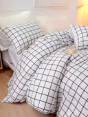 Kolay Ütülenir Nevresim Takımı Tek Kişilik Pled Kareli Siyah thumbnail 1