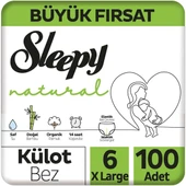 Sleepy Natural Büyük Fırsat Paketi Külot Bez 6 Numara Xlarge 100 Adet thumbnail 1