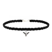 Siyah Süet Saç Örgü Albatros Kuşu Kadın Choker - 1