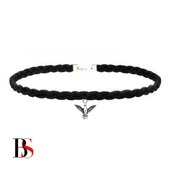 Siyah Süet Saç Örgü Albatros Kuşu Kadın Choker - 2