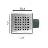 15x15 Paslanmaz Yer Süzgeci Plastik Gövde 304 Kalite Paslanmaz 50 Çıkışlı Duş kanalı - 1