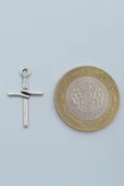 Minimal Haç Gümüş Kaplama Kolye Ucu - 3