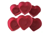 PinkRose  Kırmızı 12 Li Mini Silikon Kalp Kek Kalıbı,muffin Kalıbı 12 Adet - 1