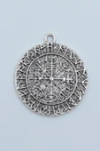 Vegvisir Viking Pusulası Gümüş Kaplama Kolye Ucu - 1