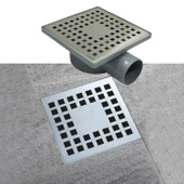 15x15 Paslanmaz Yer Süzgeci Plastik Gövde 304 Kalite Paslanmaz 50 Çıkışlı Duş kanalı - 4