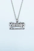 Thrasher Magazine Gümüş Kaplama Düz Zincir Kolye thumbnail 1